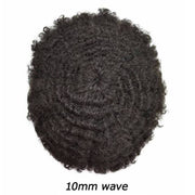Afro Toupee for Men 0.1MM Thick PU Curly Hair System 6”