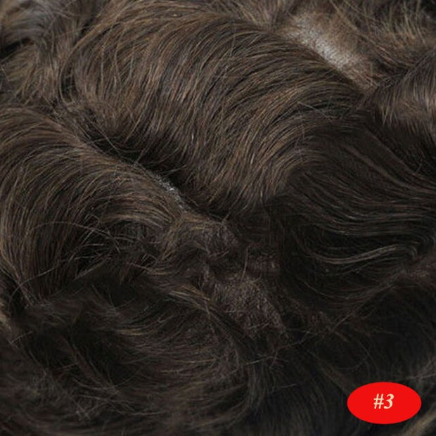 Full Swiss Lace Human Hair Breathable Hairpiece Natural Color With Grey