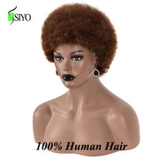 Brazilian Afro Kinky Curly Remy Human Hair No Glue Short Curly Full Wigs