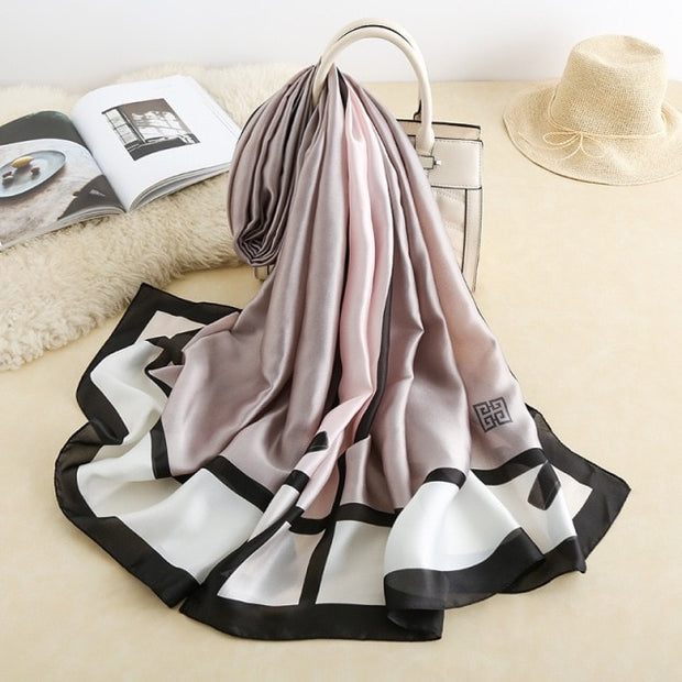 Silk Winter Scarf Luxury Design Print Lady Beach Shawl Scarves Fashion Smooth Foulard Female Hijab