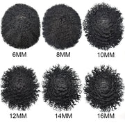 Afro Curl Toupee 100% Human Hair Mono with NPU 3 Colors, 8*10
