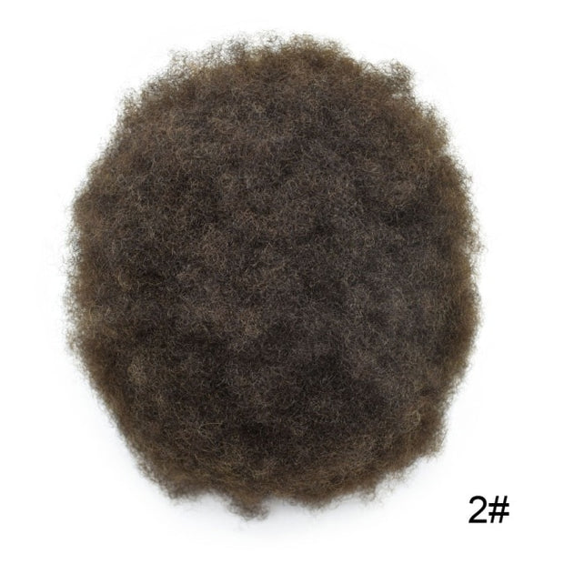 Afro Curl Toupee 100% Human Hair Mono with NPU 3 Colors, 8*10
