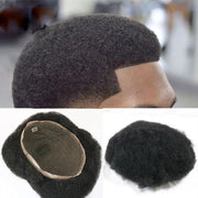 Full Swiss Lace 4mm Afro Curl Men Toupee African Curly Jet Black Human Hair