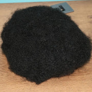 Full Swiss Lace 4mm Afro Curl Men Toupee African Curly Jet Black Human Hair