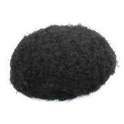 Afro Curly Human Hair Toupee  All Injected PU Skin Poly Wigs For Men 6mm