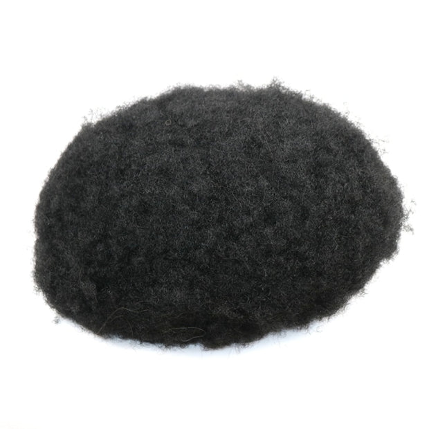 Afro Curly Human Hair Toupee  All Injected PU Skin Poly Wigs For Men 6mm