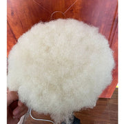 African Afro Curly Full Swiss Lace Pure White Hair 10x8” Human Hair Toupee