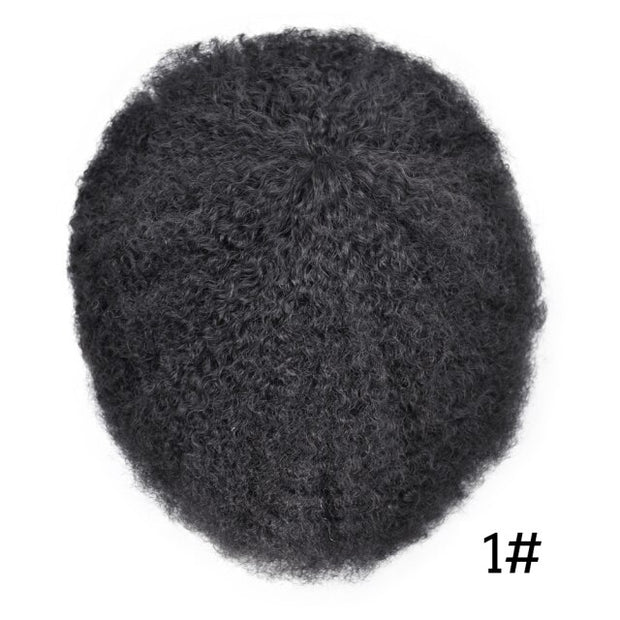 Afro Curly Toupee, Full Pu Injection Thin Skin Hand-Tied System