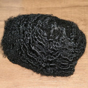 Afro Curly Full Poly African Human Hair Systems Injected PU Hairpiece Curly