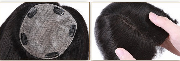 Natural Human Hair PU Silk Base Clip In Hair Extension 12Inchs