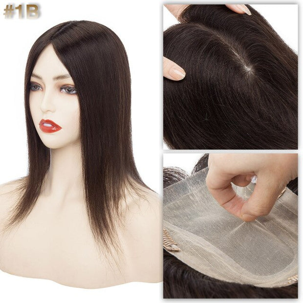 50g 12x16cm Human Hair Silk Base Clip In Hair Extensions 12Inch Natural Jewish Hair Wigs