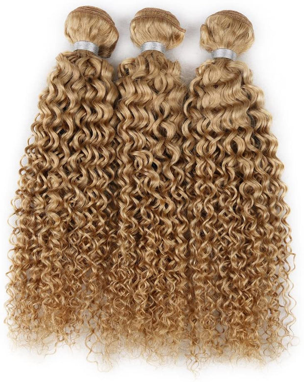 #27 Honey Blonde Kinky Curly 7A Brazilian Human Hair Bundles