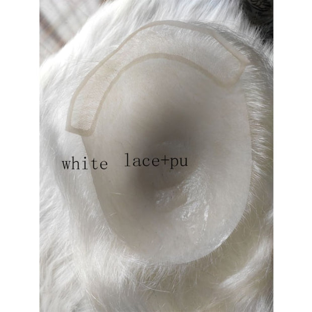 European Virgin Human Hair Toupee #39;s 10×8 with PU around Base White Color