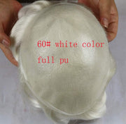 European Virgin Human Hair Toupee #39;s 10×8 with PU around Base White Color