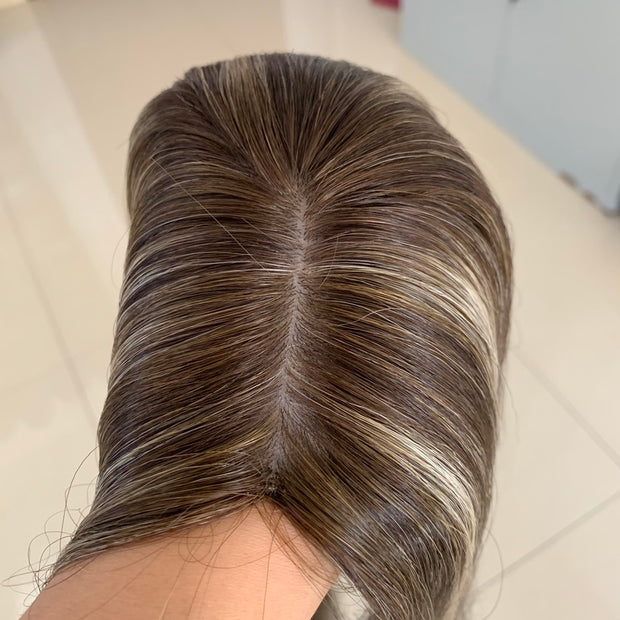 20" European Human Hair 130% density with multi highlight Wig