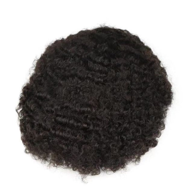 100% Human Brazilian Remy 8mm 6mm Afro Curly Silicone Poly Thin Skin Hairpiece 10x8"