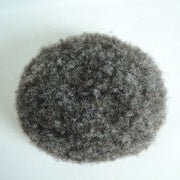 Afro Kinky Curly Human Hair toupee 130%, has Mini Net in front Grey Silver, #1B50 color 8*10 Mono+PU