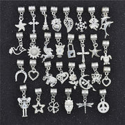 30Pcs Hair Clip Rings Mixed Styles Animal Heart Leaf Flower Charms
