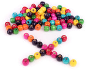 100Pcs/Bag 6mm Hole Multi Color Round Wood Hair Beads