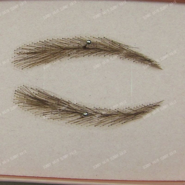 EB012 invisible swiss lace relastic hand made human hair false eyebrow  dark brown color #2