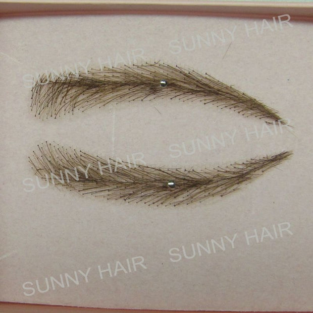 EB013 invisible swiss lace relastic hand made human hair false eyebrow dark brown 2# color